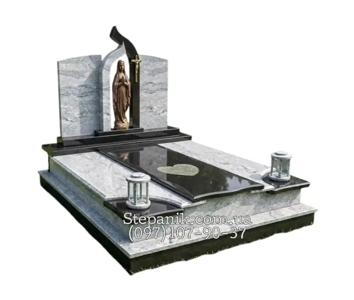 Двійний пам'ятник з граніту вісконт та габро ексклюзивний (Модель 27)