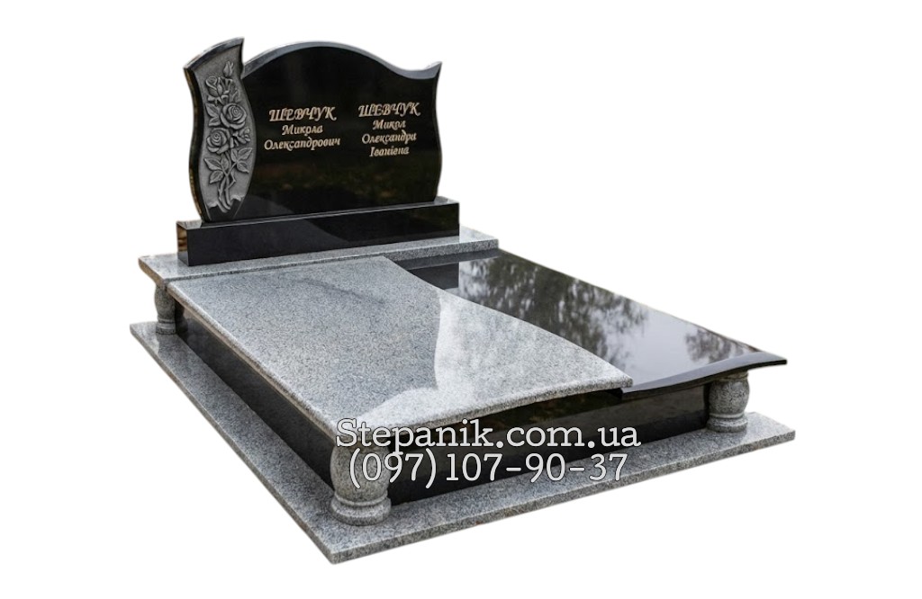 Пам'ятник півторачка з граніту покостівка та габро елітний (Модель 41)