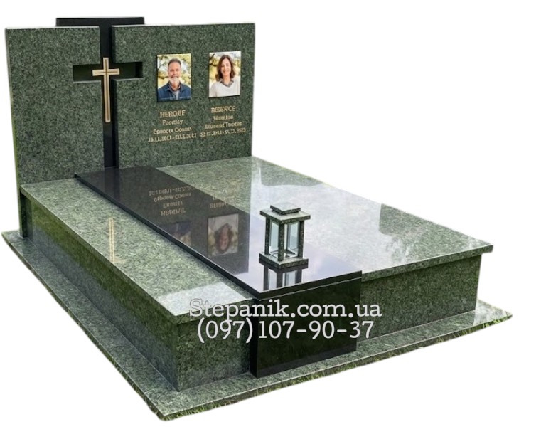 Двійний пам'ятник з граніту човнова та габро прямокутний (Модель 49)