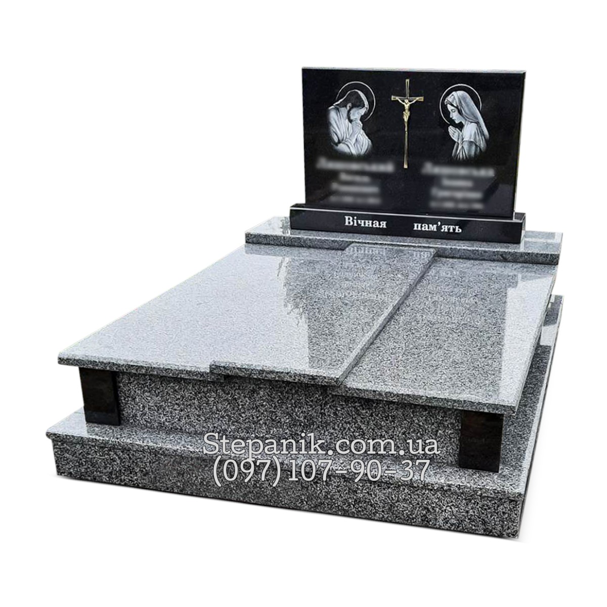 Двійний пам'ятник з граніту покостівка та габро класичний (Модель 50)