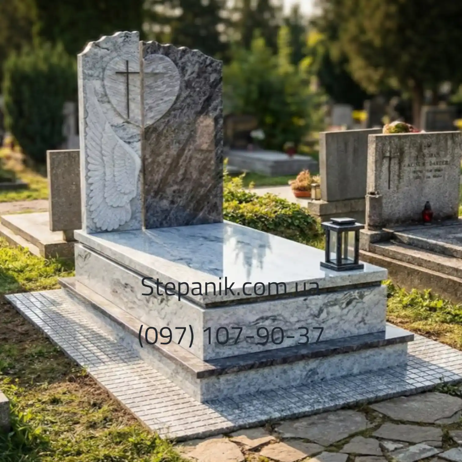 Екслюзивний одинарний памятник з серцем