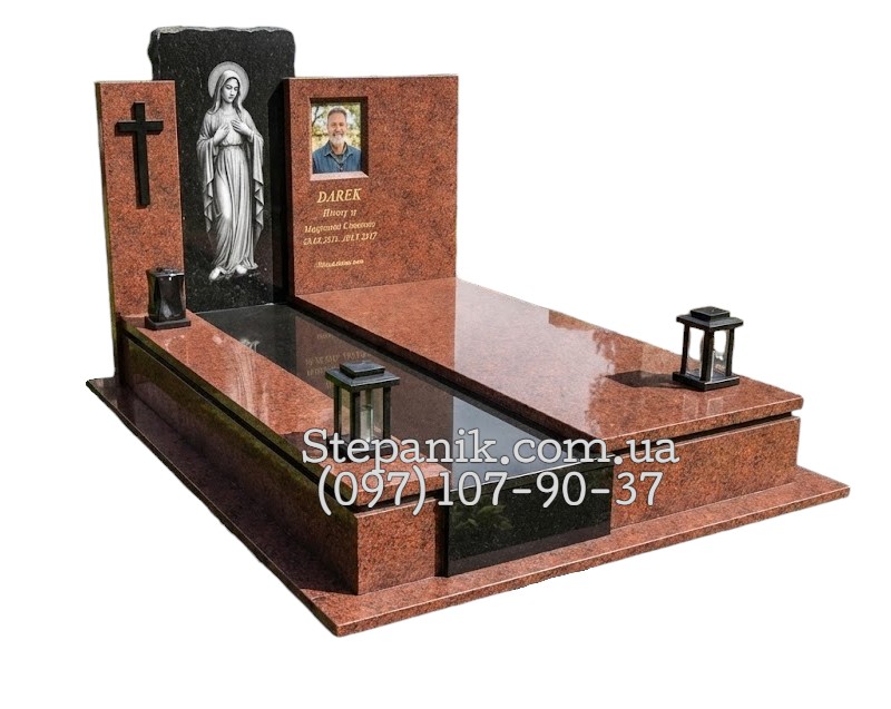 Двійний пам'ятник з граніту лізник та габро прямокутний (Модель 1)