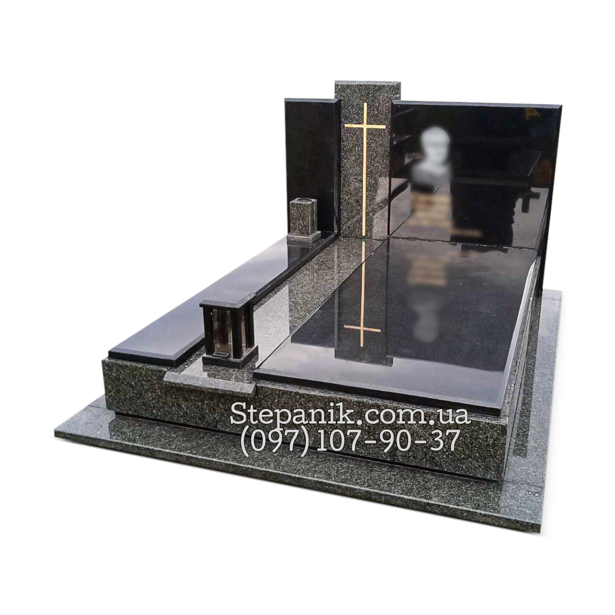 Двійний пам'ятник з граніту човнова та габро прямокутний (Модель 52)