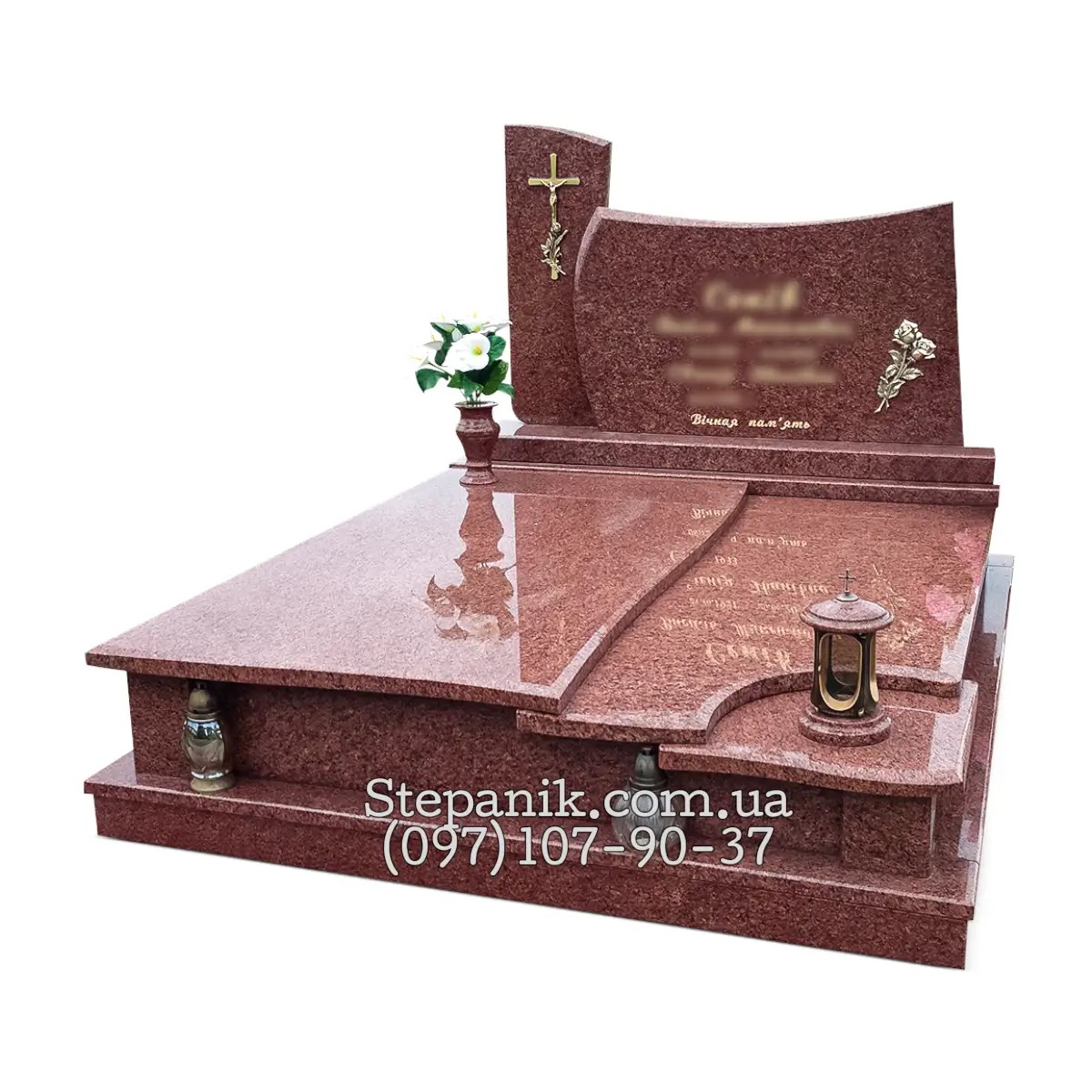 Двійний пам'ятник з граніту лізник класичний (Модель 53)