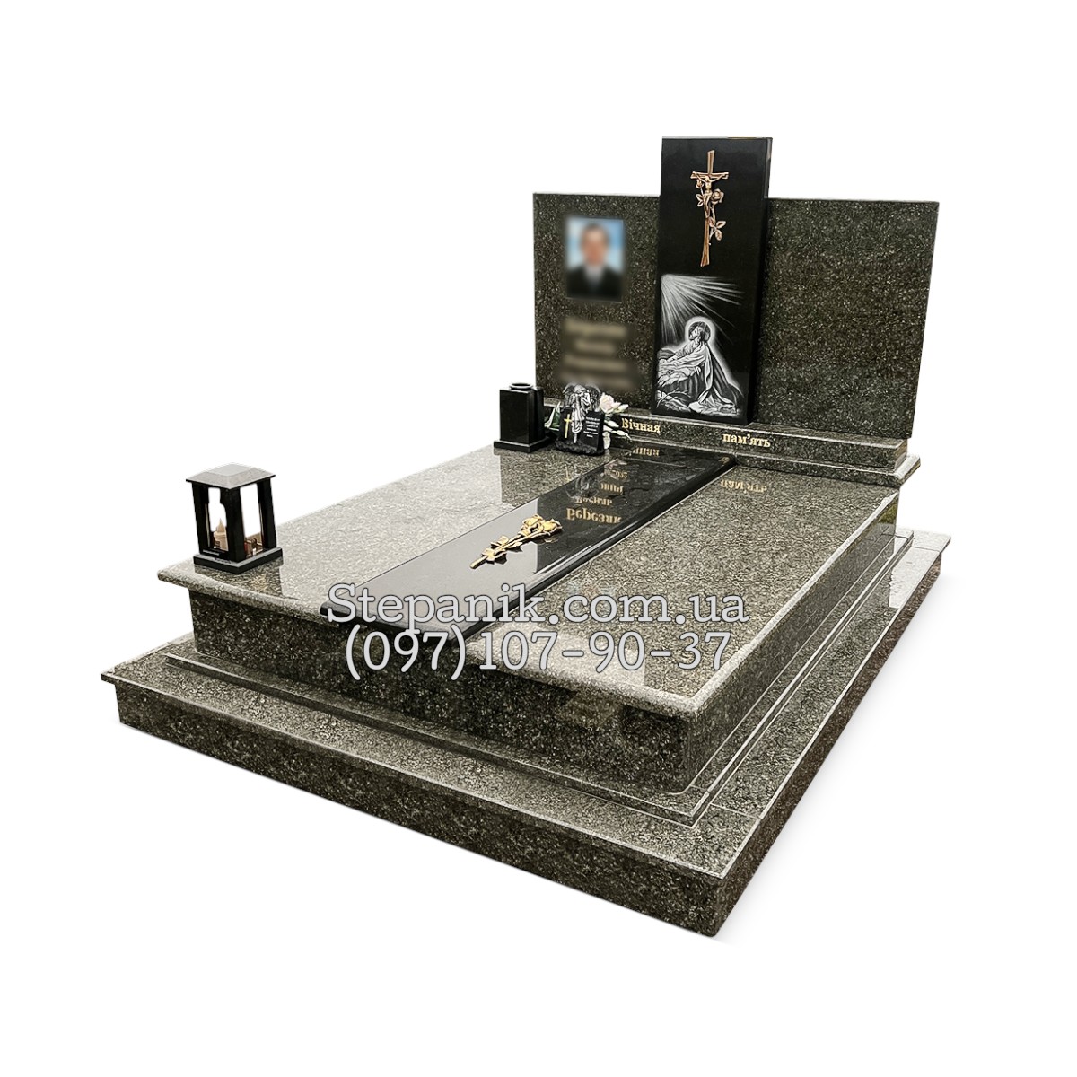 Двійний пам'ятник з граніту човнова та габро прямокутний (Модель 58)