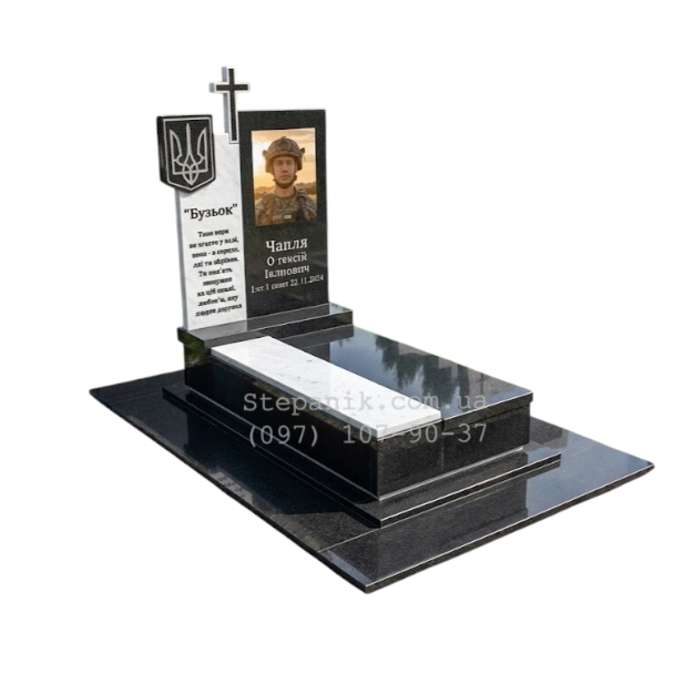 Пам'ятник для військового з граніту Вісконт та Габро з хрестом (Модель 153)