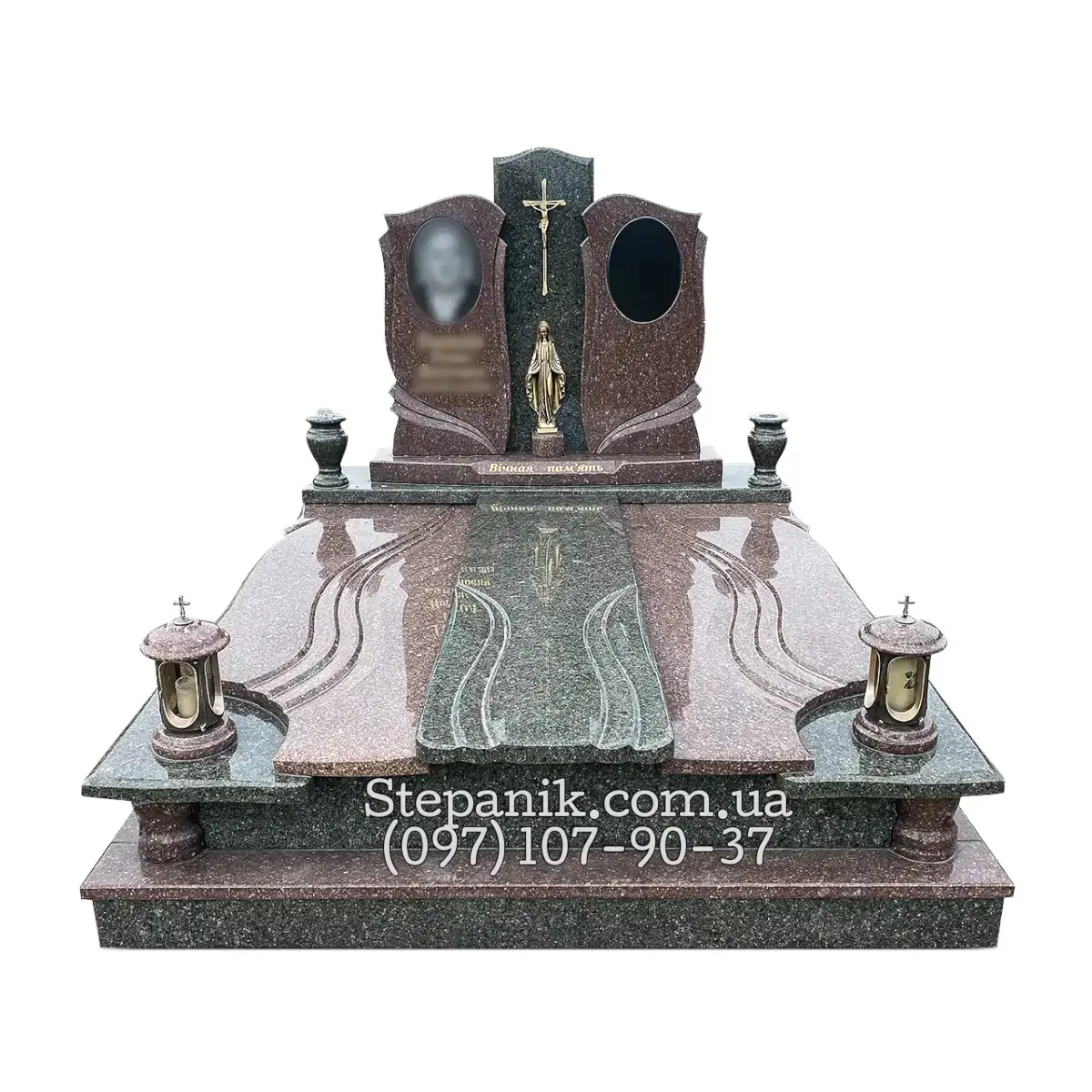 Двійний пам'ятник з граніту токівський та човнова класичний (Модель 64)