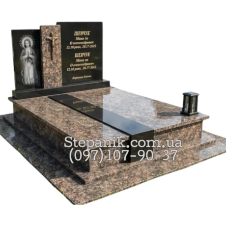 Пам'ятник півторачка з граніту дідковичі та габро прямокутний (Модель 78)