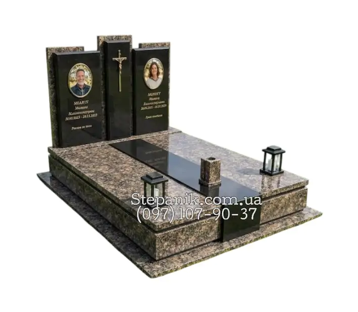 Пам'ятник півторачка з граніту дідковичі та габро прямокутний (Модель 79)