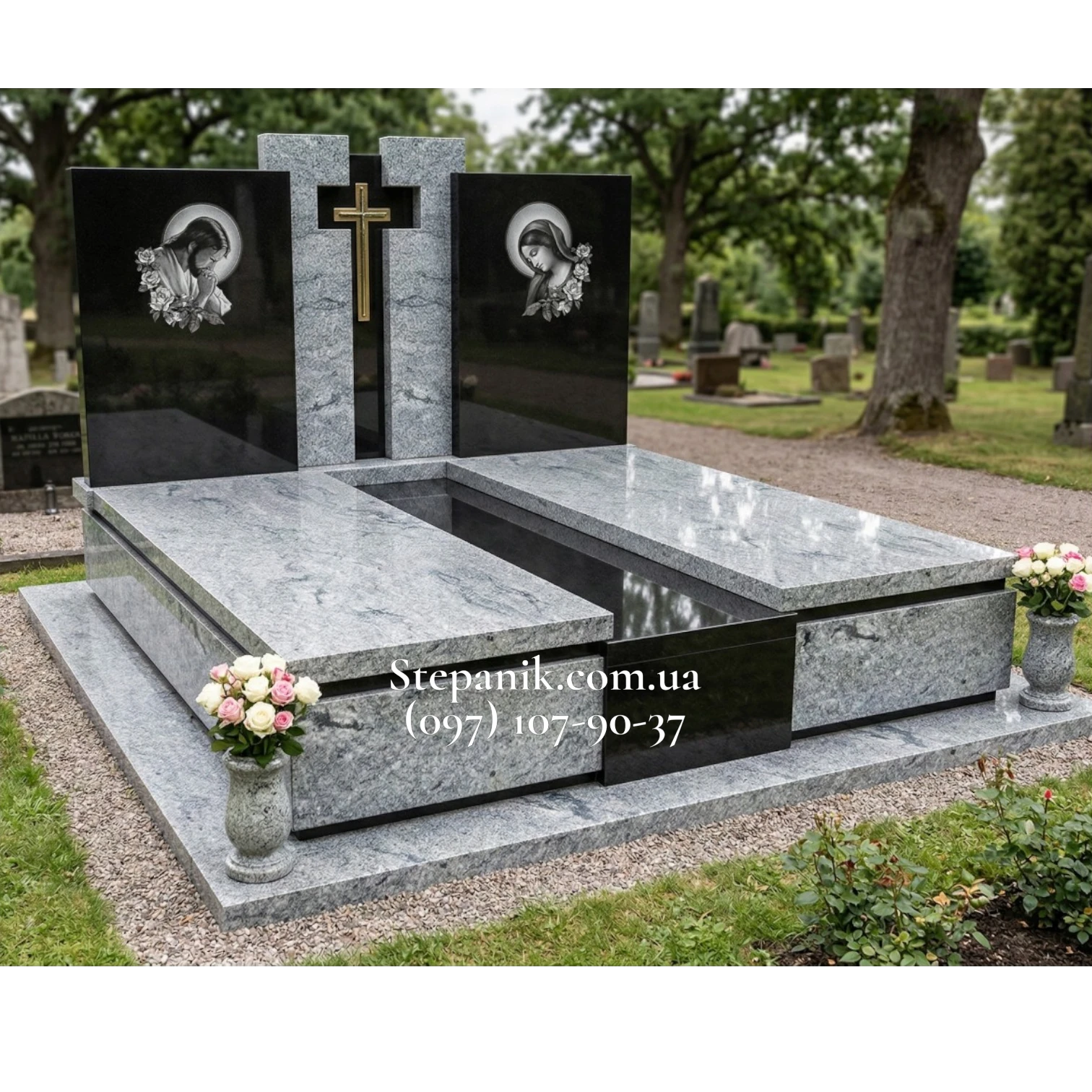 Двійний пам'ятник європейський стиль (Модель 193)